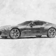 aston martin one 77 sketch style automotive illustration4