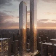 ai twin tower sunset